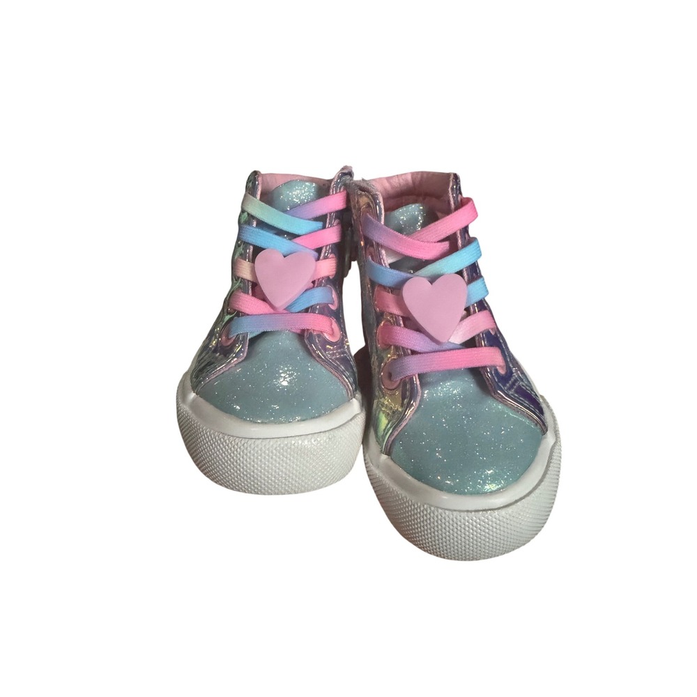 Ground Up Bluey Bingo Toddler Girls High Top Sneakers Blue Pink Glitter Size 6
